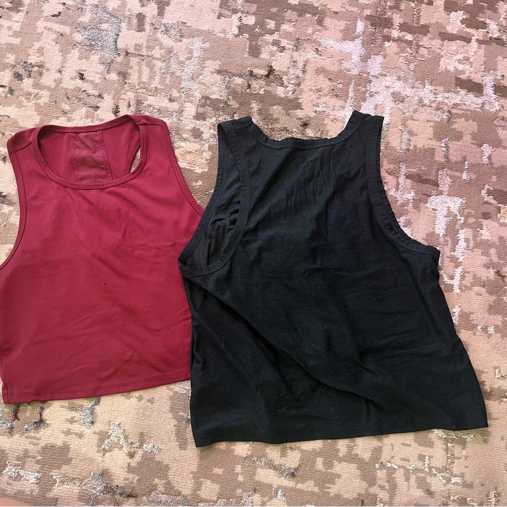 Women's Sleeveless Crop Dark Green and Pink